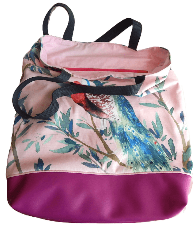 Purple Faux Leather Peacock shopping bag