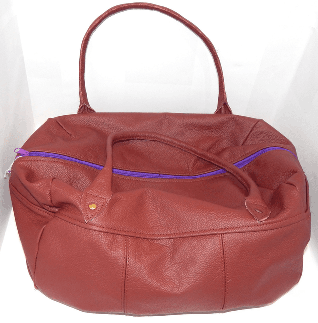 Brown Leather Handbag with Rolled handles